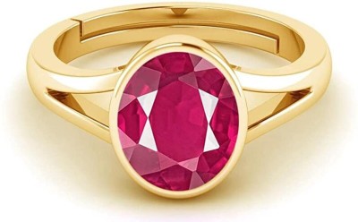 MBVGEMS Ruby stone ring 8.25 Ratti 8.00 Carat For Men And Women Brass Ruby Ring