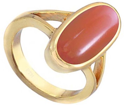 PTM Coral (Munga) Gemstone 9.25 Ratti or 8.5 Ct for Unisex Pure Copper (Tamba)-FKT3 Copper Coral Ring