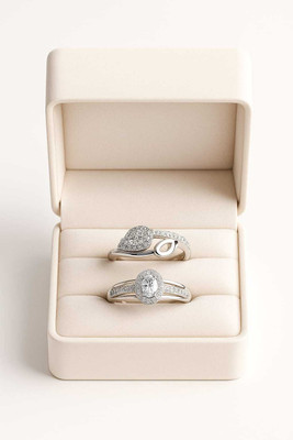 anjanaay Elegant Silver Diamond Ring Set for Women | Adjustable CZ Jewelry Gift Silver Cubic Zirconia Sterling Silver Plated Ring Set