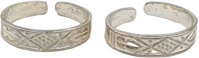 Sahiba Gems Designer Plain Self Work Silver Toe Ring