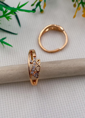 Mahi creations Brass Diamond Gold Plated Ring