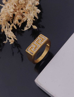 GKKAKADIYA Gold Plated Diamond Wedding,Partywear ring-121 Brass Diamond Gold Plated Ring