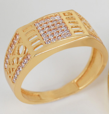 mahi creation Brass, Copper Cubic Zirconia Gold Plated Ring