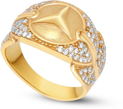 mahi creation Stainless Steel, Copper Cubic Zirconia Gold Plated Ring
