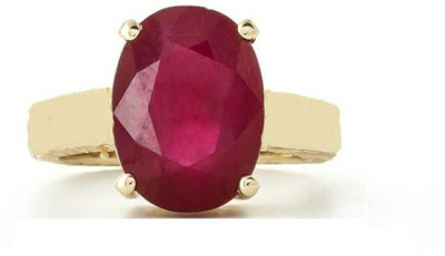 Gemzonite Ruby / Manik Ring with natural ruby gemstone certified ruby ston ring Brass Ruby Gold Plated Ring