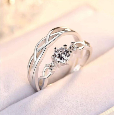 White Chimes Brass, Stainless Steel, Copper, Metal Zircon, Diamond, Cubic Zirconia Rhodium, Silver, Titanium, Palladium, Gold Plated Ring Set