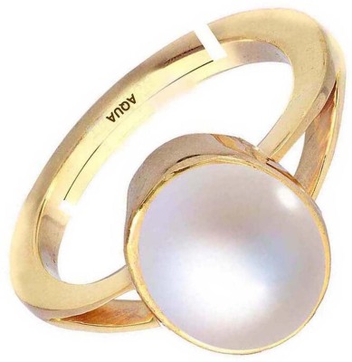 AQUAGEMS Pearl (Moti) 6.25 Ratti or 5.50 Ct Panchdhatu (5 Metal) Men Adjustable Stone Ring