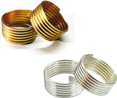 MAYA IMPEX Gold And Silver Color Toe Rings, Everyday Use Pack Of 2 Pair Alloy Silver, Gold Plated Toe Ring Set