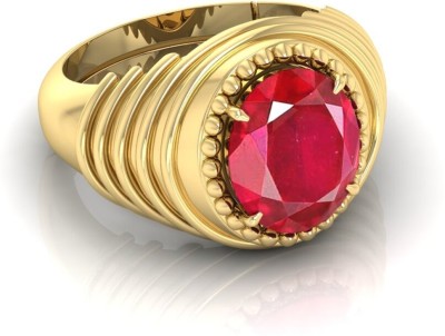 TODANI JEMS 7.25 Ratti Manikya Gemstone Adjustable Ring With Lab CertificateM Crystal Ruby Rhodium Plated Ring