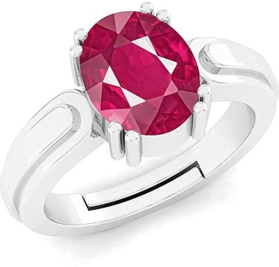 Chopra Gems Ruby/Manik Ring Certified Panchdhatu Birthstone/Astrology/Rashi Ratan Brass Ruby Rhodium Plated Ring