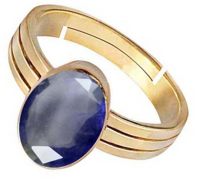 PTM Iolite (Neeli) 7.25 Ratti or 6.50 Ct Panchdhatu (5 Metal) Women Adjustable Stone Gold Plated Ring