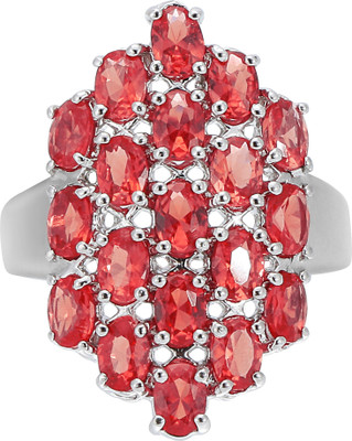 Sanoka 92.5 Sterling Silver Silver Garnet Silver Plated Ring