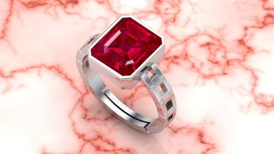 Sidharth Gems 9.25 Ratti 8.00 Carat Ruby (Manik/Manikya/Maneek) Gemstone Silver Plated Ring Brass Ruby Rhodium Plated Ring