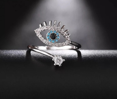 house of common Vedansh Enterprises Stylish Silver Plated Evil Eye Rings Alloy Cubic Zirconia Sterling Silver Plated Ring