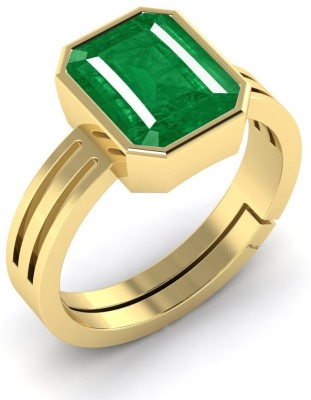 HARSHALI GEMS EMERALD RING 9.00 Ratti For Men And Women's Brass Emerald Brass Plated Ring