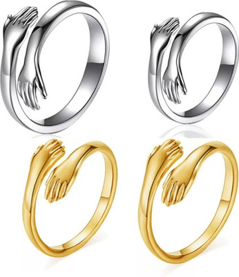 White Chimes Crystal Silver Alloy Hug Ring for men women boys girls Alloy Ring Set Alloy, Stainless Steel Cubic Zirconia Sterling Silver, Titanium Plated Ring Set