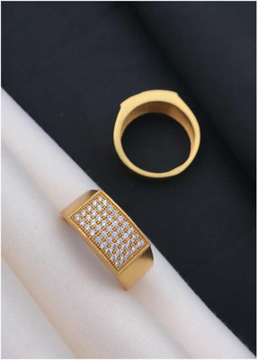 DHINITA NEERAJYOTI BRASS RING Brass Cubic Zirconia Gold Plated Ring