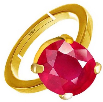 AQUAGEMS Ruby (Manik) 7.25 Ratti or 6.5 Ct Gemstone Panchdhatu (5 Metal) Men Adjustable Stone Ring