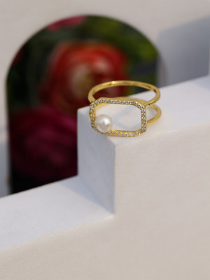 DIAVO The Kaleido Silver Ring Sterling Silver Cubic Zirconia Sterling Silver Plated Ring