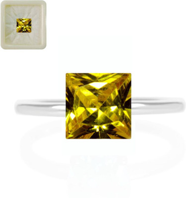 CaratYogi Natural Yellow Cubic Zircon Loose Upratan Square Shape 6.25 Ratti 5.68 Carat for Stone Cubic Zirconia Ring