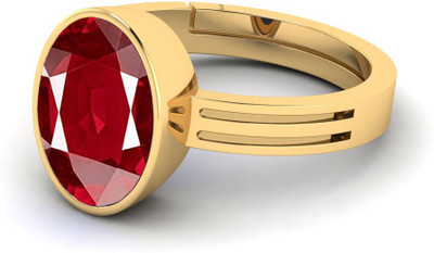 VishvMa Burma Ruby Manik Gemstone 6.25 Ratti with Lab Report & Guarantee Certificate Stone, Brass Ruby Ring