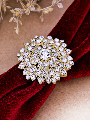 Sukkhi Style Gold Plated AD Stones Studded Adjustable Free Size Finger Ring Alloy Gold Plated Ring
