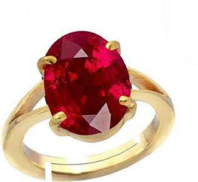 Chopra Gems Certified Unheated Untreated A+ Quality Natural Ruby Manik Ring For Women's Brass Gold Plated Ring