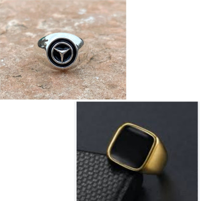 Vedish VEDANSH ENTERPRISES STYLISH GOLD,SILVER AND TITANIUM PLATED RINGS SET Alloy Sterling Silver, Gold Plated Ring Set