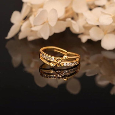 Dressberry Gold-Plated Stylish Adjustable Ring Brass Diamond Gold, Platinum Plated Ring