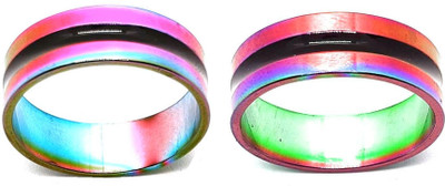 Dynamic Retail Global Set of 2 Rings for Men & Women, Multicolor-Multicolor Alloy Ring