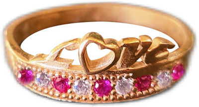 jr fashion Panchaloha (Impon) Love design with Stone Bronze Ruby Gold Plated Ring