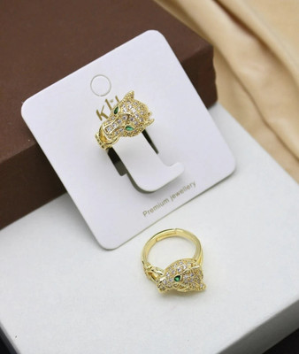 Neelam varietyz Gold plated Ring anti tarnish Stainless Steel Cubic Zirconia Gold Plated Ring