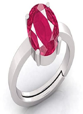 BHAIRAW GEMS 3.25 to 15.25 Ratti Ruby/Manik Birthstone/Astrology/Rashi Ratan for Men & Women Brass Ruby Silver Plated Ring