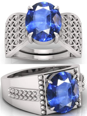 BHAIRAW GEMS Moonstone Stone Silver Adjustable Ring Stainless Steel Ring