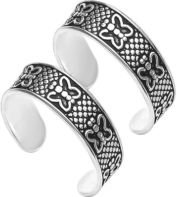 LeCalla LeCalla 925 Pure Silver Antique Butterfly Design Toe Ring (Bichiya) For Women Sterling Silver Silver Plated Toe Ring Set