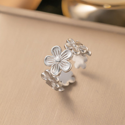 MYKI Alluring Casual Ring For Women & Girls Stainless Steel Silver Plated Ring