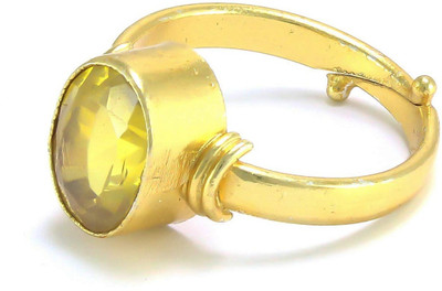 RATTAN BAZAR Pukhraj Stone Sapphire Gold Plated Ring Copper Crystal Gold Plated Ring