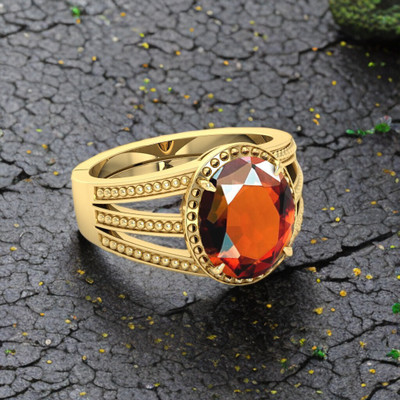 SHREE RADHE TRADERS 9.25 ratti gomed stone Original Certificate Gold plated Lab certificate Brass, Metal Gold Plated Ring