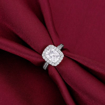 GIVA 925 Silver Classic Solitaire Ring for Women Sterling Silver Zircon Rhodium Plated Ring