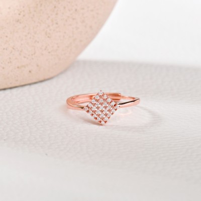 RACHIVA Diamond Fusion Zircon Rose Gold Ring Sterling Silver Zircon Rhodium Plated Ring