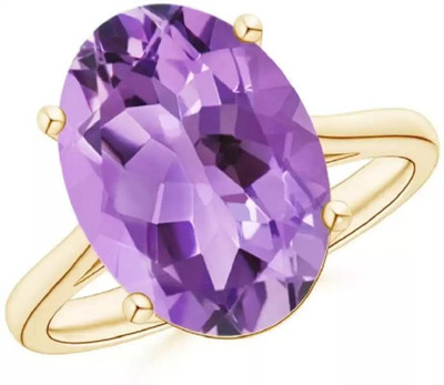 Gemzonite Amethyst Ring Katela Ring Original Certified Purple Natural Jamuniya Stone Ring Brass Amethyst Gold Plated Ring
