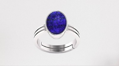 KUSHMIWAL GEMS 7.25 Ratti 6.00 Carat Lapis Lazuli Ring Natural Lapiz Ring Original Brass Lapis Lazuli Silver Plated Ring