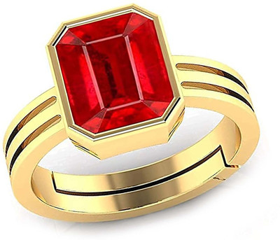 BWM GEMS Lab Certified 5.25 Ratti Ruby Stone ( Manik ) Gold Plated Alloy Ruby Ring