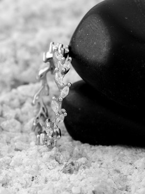 DIAVO Whispering Willow Rhodium Plated Silver Ring Sterling Silver Cubic Zirconia Sterling Silver Plated Ring