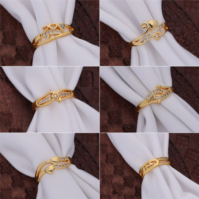 ANOUK Gold-Plated Combo Set of Stylish Adjustable Rings Brass Diamond Gold Plated Ring Set
