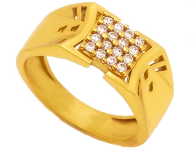 Pandadi Collection Brass Diamond Gold Plated Ring