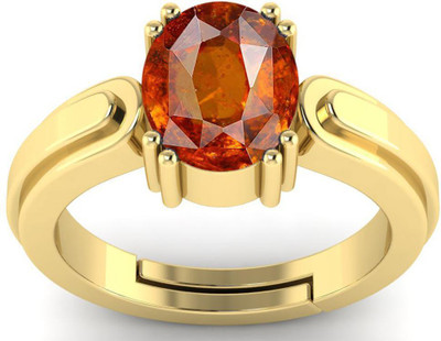 Gemzonite Hessonite Ring With Natural Garnet/Gomed Stone Lab Certified Brass Garnet Ring