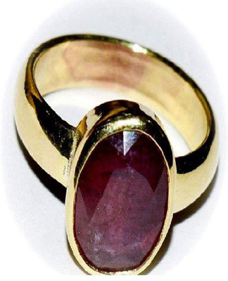 Gemzonite Natural Ruby Stone Ring Lab Certified Adjustable Ring Copper Ruby Gold Plated Ring