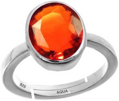 AQUAGEMS Hessonite (Gomed) 7.25 Ratti or 6.5 Ct Natural Gemstone bis Hallmark 925 Sterling Silver Ring