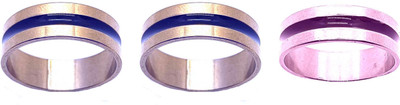 Dynamic Retail Global Set of 3 Rings for Men & Women, Silver-Purple Alloy Ring
